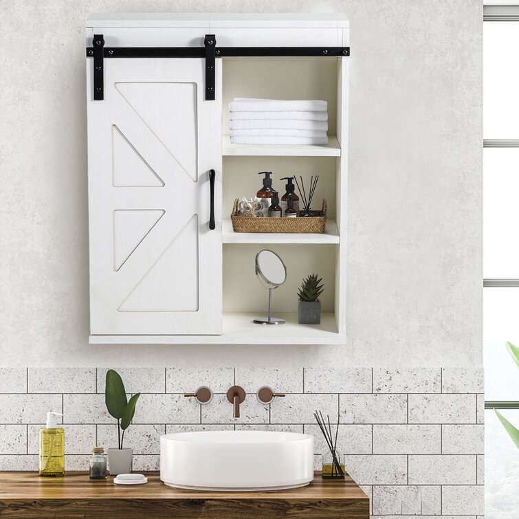 rustic gray bathroom wall cabinet